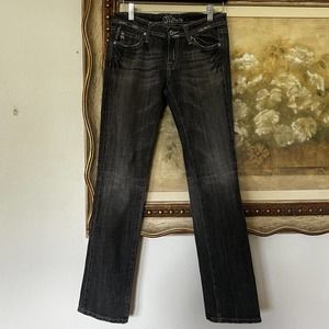 MISS ME Jeans RHINESTONE GEM LOGO Gray Denim SEATTLE Style JP4349, 27" waist